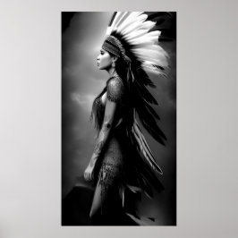 Schwarz-weiße schöne indische Frau Monochrome 3 Poster
