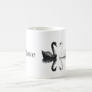 Schwarz Weiße Schwäne Vögel Spiegelung Kaffeetasse