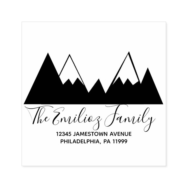 Schwarz-weiße Script-Family-Adresse Gummistempel (Prägung)