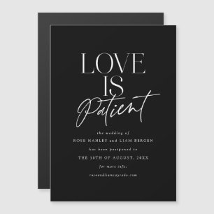 Schwarz-weiße Script-Liebe Hochzeit ändern Datum Magneteinladung