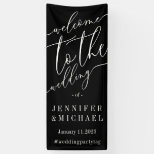 Schwarz Weiße Signature Große Willkommen zur Hochz Banner