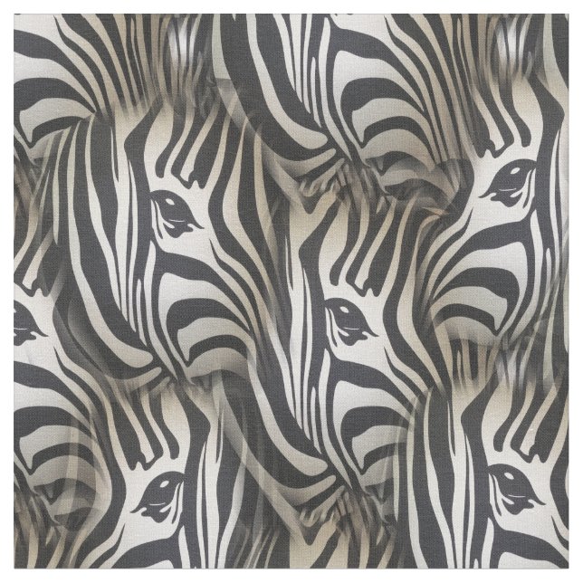 Schwarz - Weiße Silhouette Zebra wiederholen Stoff (Nahaufnahme)