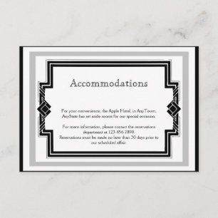 Schwarz-weiße Silver Art Deco-Rahmen Hochzeitseinl Begleitkarte
