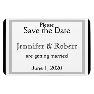 Schwarz-weiße Silver Art Deco Wedding Save the Dat Magnet