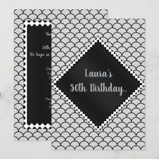 Schwarz-weiße Silver Geometric Print All Occassion Einladung