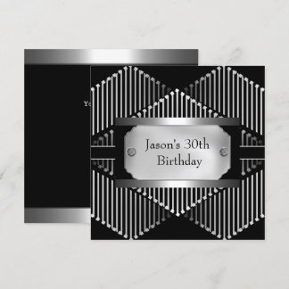 Schwarz-weiße Silver Mens 30. Einladung