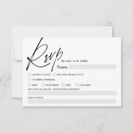 Schwarz-weiße Skriptkalligraphie Lebensmittel uAwg RSVP Karte