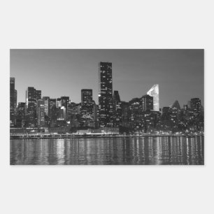 Schwarz-weiße Skyscaper-Silhouette in New York Rechteckiger Aufkleber