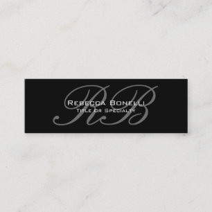 Schwarz-weiße Slide Script Monogram Business Card Mini Visitenkarte