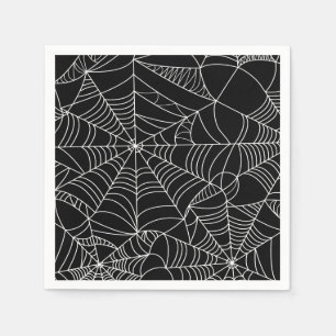 Schwarz-Weiße Spinnennetz-Halloween-Party Serviette