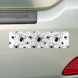 Schwarz-weiße Spinnennetzmuster Halloween Autoaufkleber