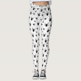 Schwarz-weiße Spinnennetzmuster Halloween Leggings