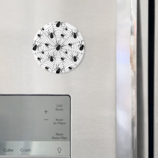 Schwarz-weiße Spinnennetzmuster Halloween Magnet