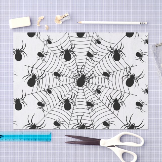 Schwarz-weiße Spinnennetzmuster Halloween Seidenpapier (Handwerk)
