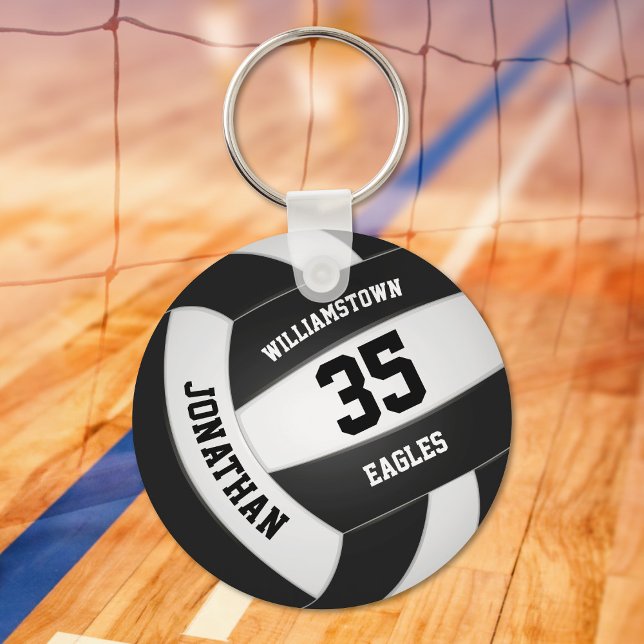 Schwarz-weiße Sportmannschaft spielt Volleyball Schlüsselanhänger (Von Creator hochgeladen)