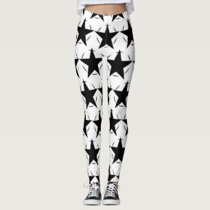 Schwarz-weiße Sterne Kreismuster geometrisch Leggings