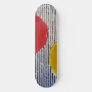 Schwarz-weiße Streifen aus rotem Gelbsonnenmotiv Skateboard