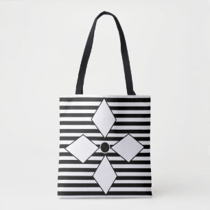 Schwarz Weiße Streifen Diamant Geometrisch  Tasche