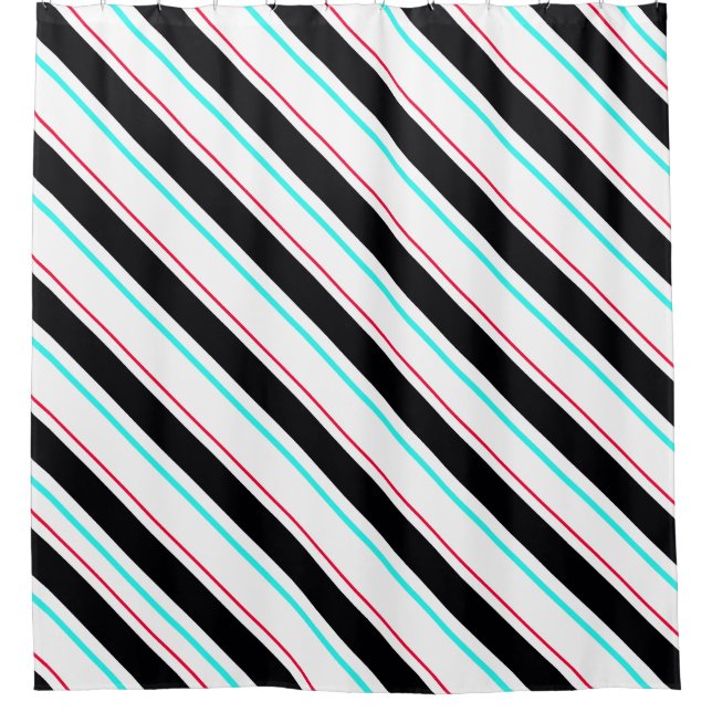Schwarz-weiße Streifen Duschvorhang (Vorderseite)