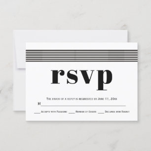 Schwarz-weiße Streifen elegante moderne Hochzeit R RSVP Karte
