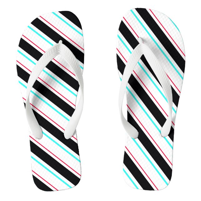 Schwarz-weiße Streifen Flip Flops (Fußbett)