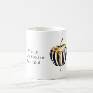 Schwarz Weiße Streifen Gold Tropfen Apfel Kaffeetasse