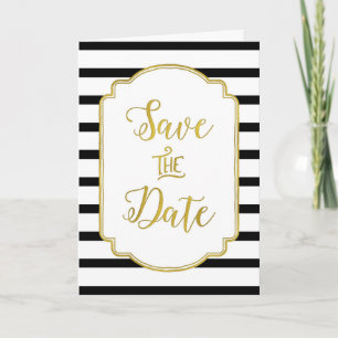 Schwarz-weiße Streifen-GoldSave the Date Karte