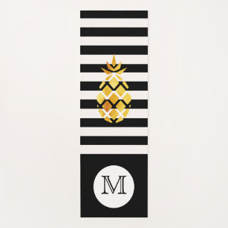 Schwarz-weiße Streifen Imitate Ananas-Monogramm Yogamatte