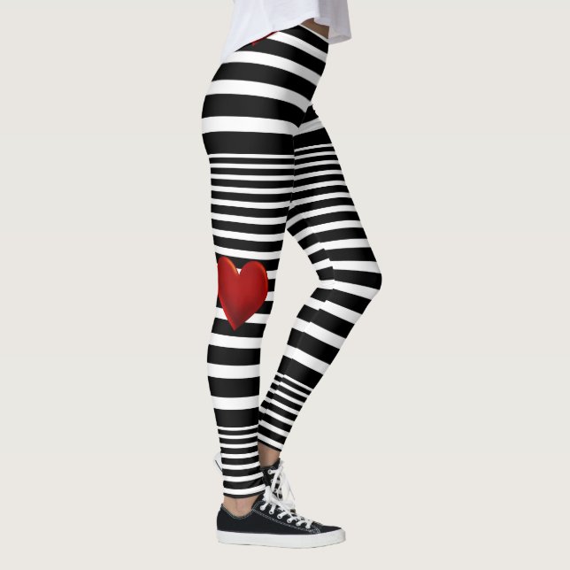 Schwarz-weiße Streifen Leggings (Rechts)