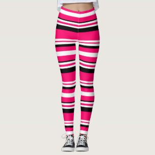 Schwarz-weiße Streifen Leggings