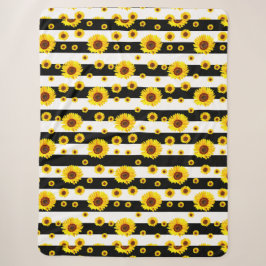 Schwarz-weiße Streifen mit Sonnenblumen Blume Sherpadecke