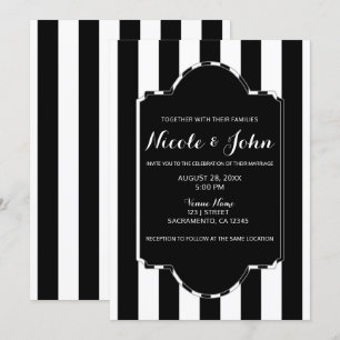 Schwarz Weiße Streifen Moderne Eleganz Hochzeit Einladung