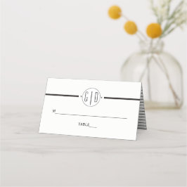 Schwarz-weiße Streifen Monogramm Hochzeitskorb Platzkarte