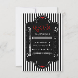 Schwarz Weiße Streifen Rot Gothic Fledermaus Hochz RSVP Karte