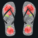 Schwarz-weiße Streifen Rote Rosen Flip Flops<br><div class="desc">FLIP-FLOPS für Damen oder Herren mit einem individuellen Design von rote Rosen auf einem Hintergrund von schwarz-weiß gestapelten diagonalen Streifen. Spaß für jeden Tag oder Abnutzung zu einem Derby Day Party,  Brautparty oder Spaß für Brautparty Geschenk. PASSENDE Artikel in unserem Geschäft.</div>