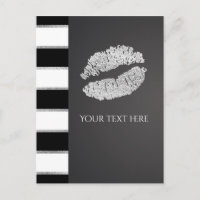 Schwarz-weiße Strip-Imitate Silver Shimmer Lips-Er