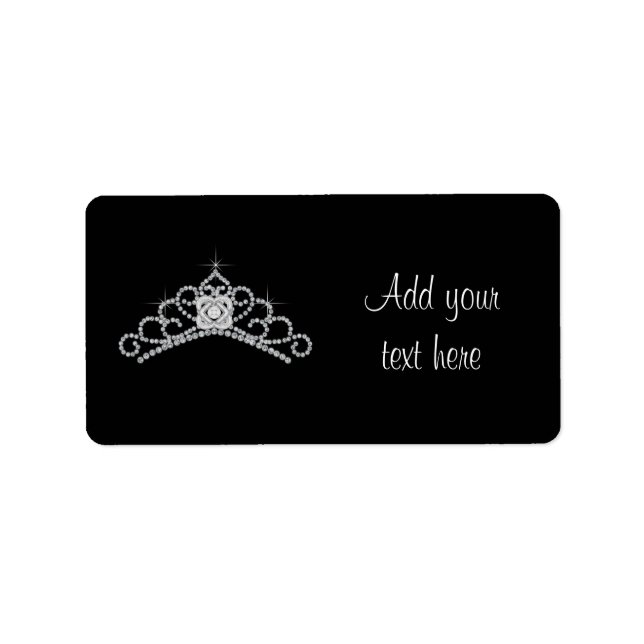 Schwarz-weiße Tiara-Adressmarken Adressaufkleber (Vorne)