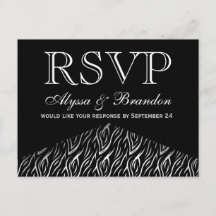 Schwarz-weiße Tierausdruck Zebra Wedding RSVP V07 Einladungspostkarte