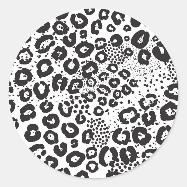 Schwarz-weiße Tierdruckschneeleopard Cheetah Runder Aufkleber (Vorderseite)