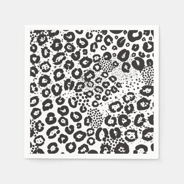 Schwarz-weiße Tierdruckschneeleopard Cheetah Serviette (Vorderseite)