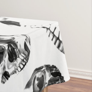 Schwarz-weiße Totenkopf-Skull-Kunstmuster Tischdecke