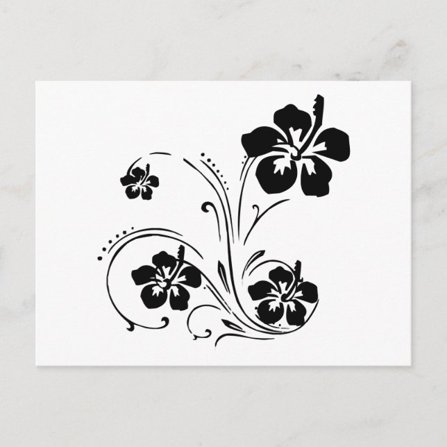 Schwarz-weiße TROPISCHE BLUME GRAFIKVEKTOR POSTCAR Postkarte (Vorderseite)