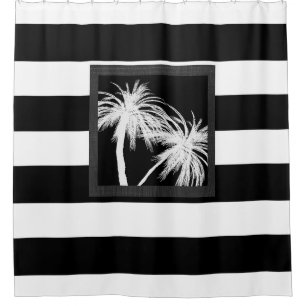 Schwarz-weiße tropische Palmenbäume modern chic Duschvorhang