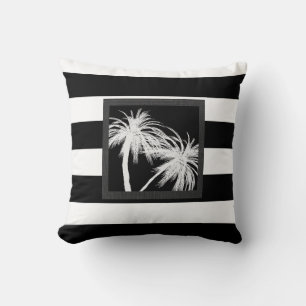 Schwarz-weiße tropische Palmenbäume modern chic Kissen