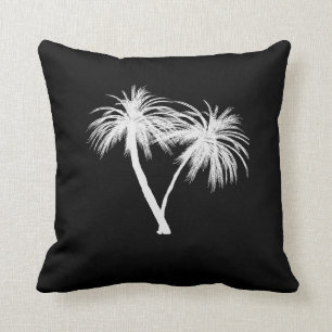 Schwarz-weiße tropische Palmenbäume modern chic Kissen