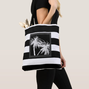 Schwarz-weiße tropische Palmenbäume modern chic Tasche