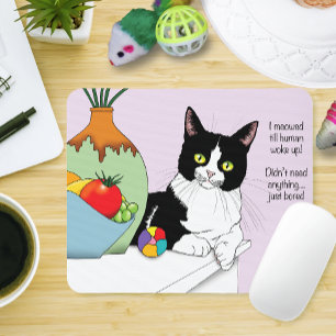 Schwarz-weiße Tuxedo lustige Katze Mousepad