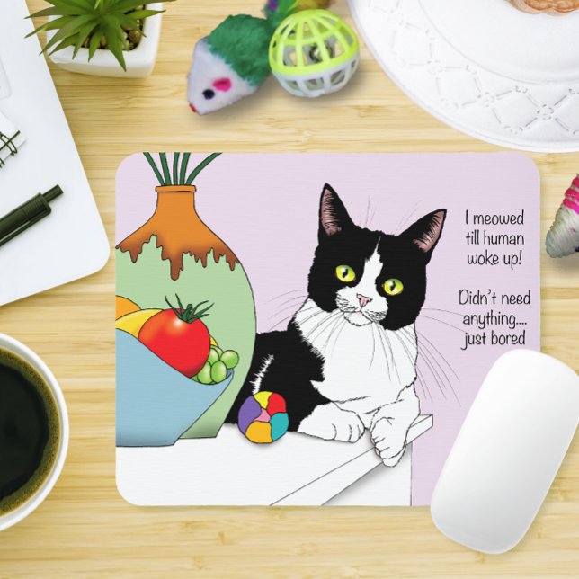 Schwarz-weiße Tuxedo lustige Katze Mousepad (Von Creator hochgeladen)