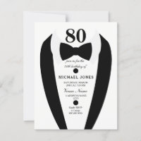 Schwarz-weiße Tuxedo Mens 80. Geburtstagsparty Ein