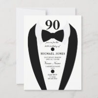 Schwarz-weiße Tuxedo Mens 90. Geburtstagsparty Ein